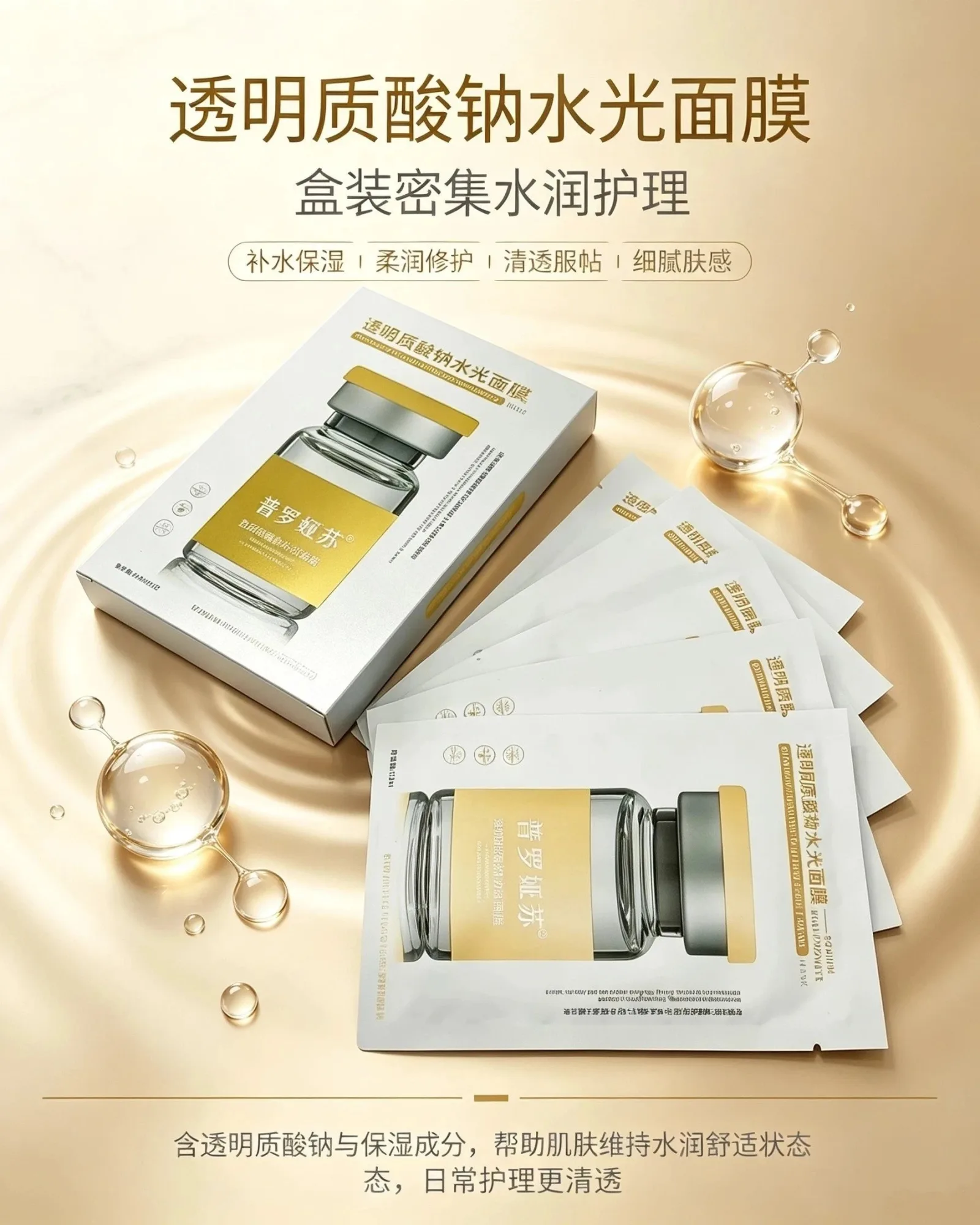普罗娅苏透明质酸钠水光面膜【密集补水】，无内托，一件100盒，一盒5片，保质期：2029年01月3日 图片 6
