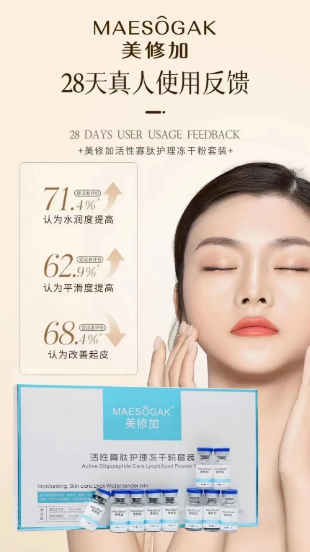 美修加活性寡肽护理冻干粉套装，5对一盒，110盒/件，0.2公斤，保质期2029年4月7号 图片 8