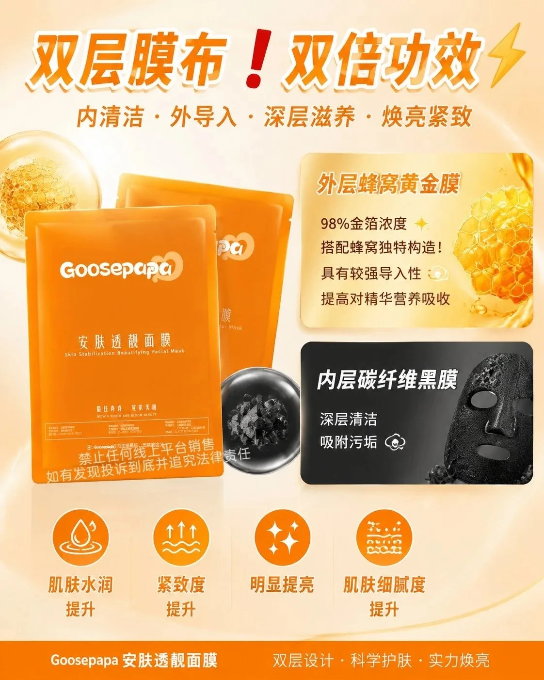 #Goosepapa高端贵妇面膜(九款功效)，规挌 30ml*5 片/盒，箱规 50 盒/件，保质期2029年4月8日，产品重0.32kg 图片 6
