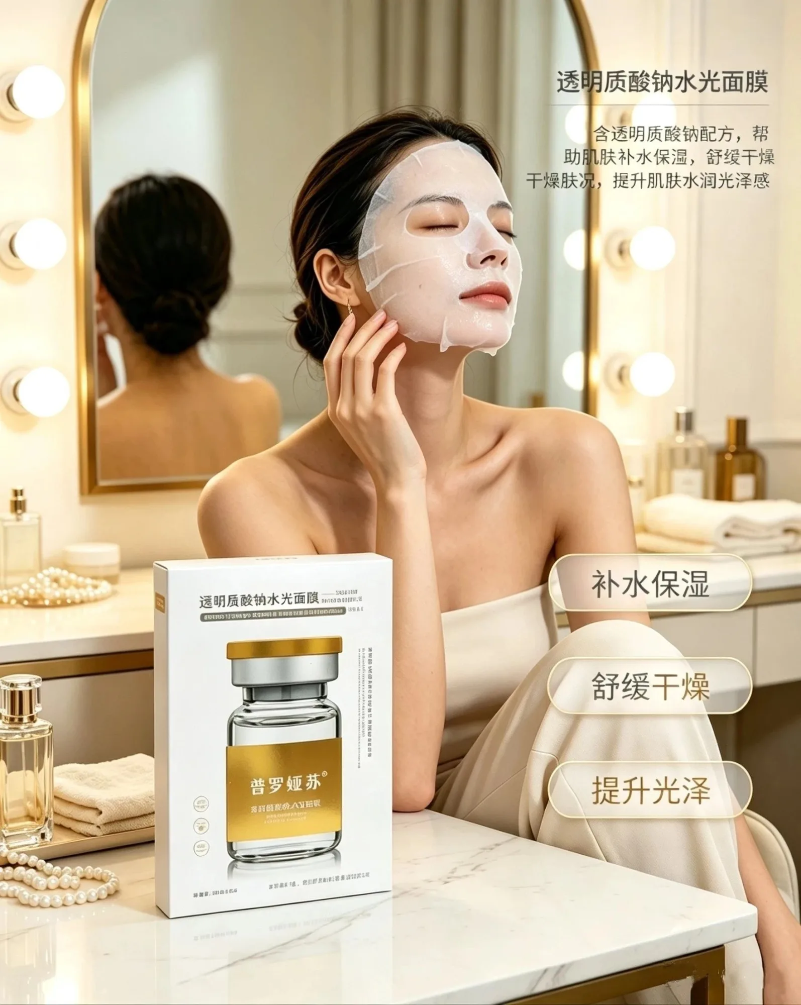 普罗娅苏透明质酸钠水光面膜【密集补水】，无内托，一件100盒，一盒5片，保质期：2029年01月3日 图片 8