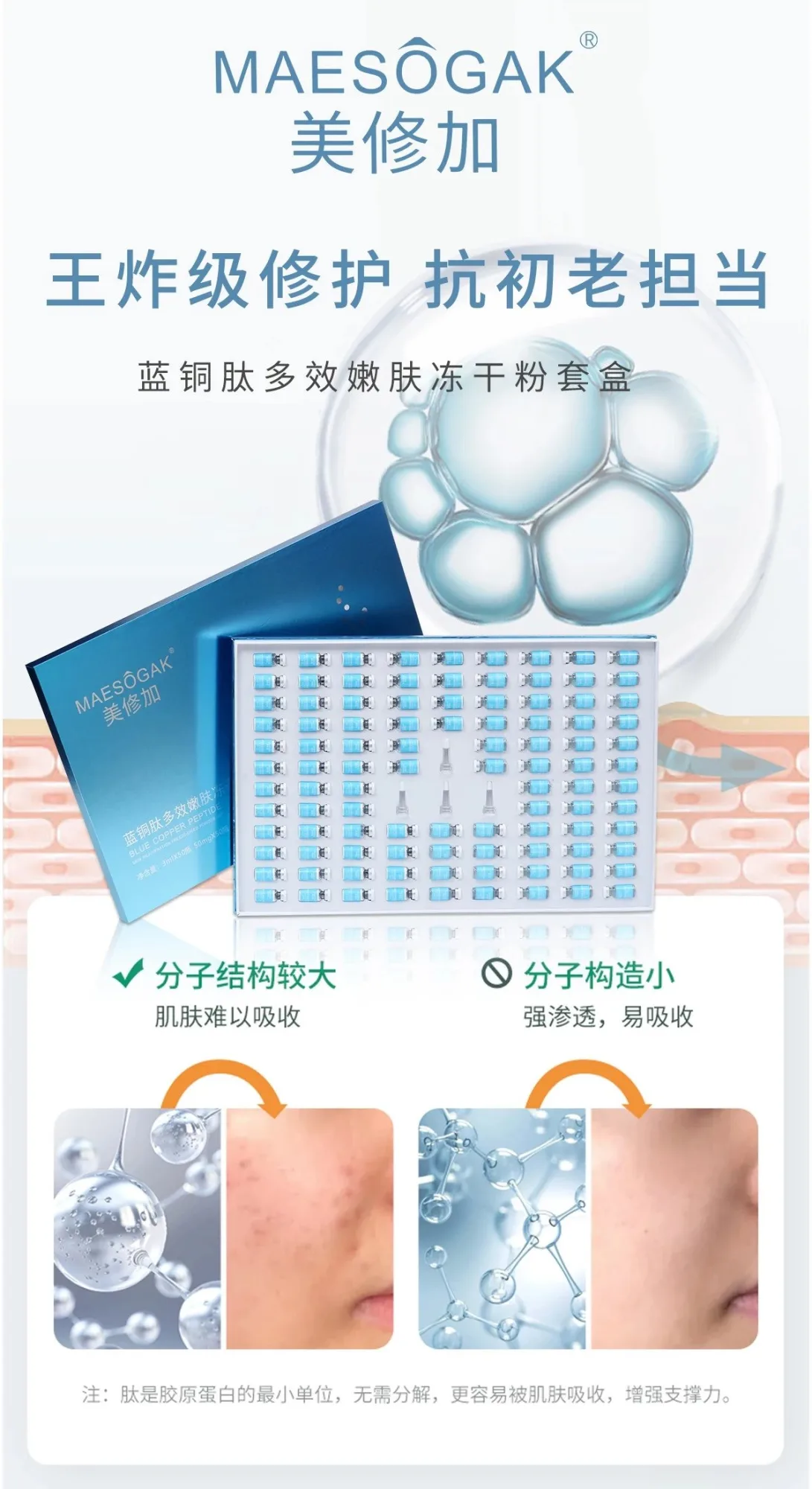 美修加蓝铜胜肽嫩肤冻干粉套盒，50对装，2公斤‭，产品名称需要P图修改（2029.01.06） 图片 8
