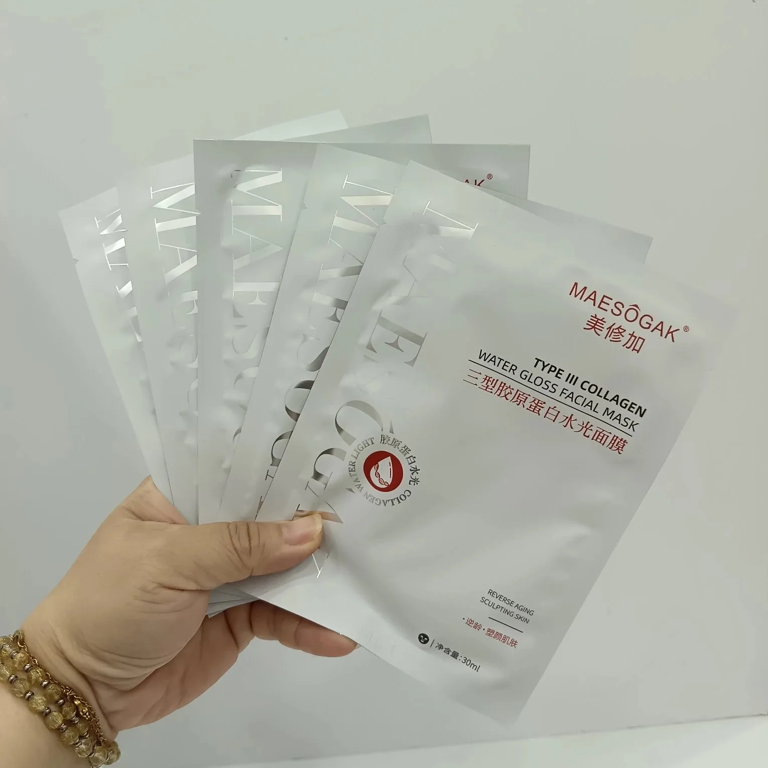 美修加三型胶原蛋白水光面膜（抗衰淡纹），有内托，一盒5片，一件100盒，（保质期2028年10月26日 图片 6