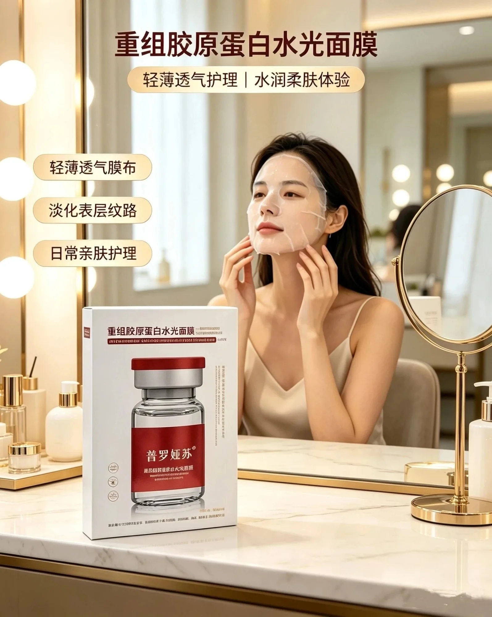 普罗娅苏重组胶原蛋白水光面膜【补水】，无内托，一件100盒，一盒5片，保质期：2028年12月4日 图片 6