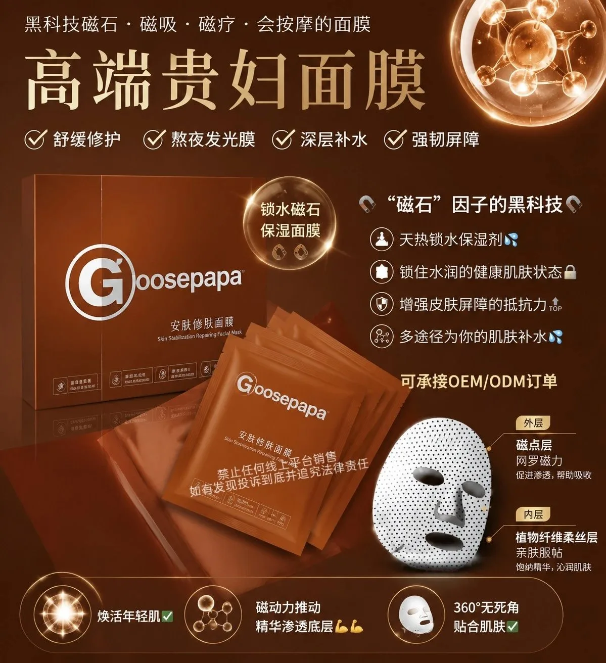 #Goosepapa高端贵妇面膜(九款功效)，规挌 30ml*5 片/盒，箱规 50 盒/件，保质期2029年4月8日，产品重0.32kg 图片 8